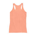 Peach colored women's cut racerback tank top, back view. There is no print on the back.